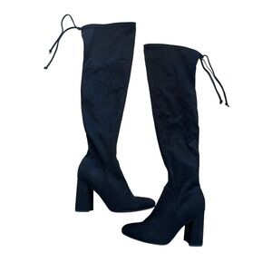 Unisa Quesia Over-the-Knee Black Faux Suede Boots Size 9 | M10 | Trendy Block He